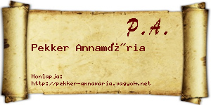Pekker Annamária névjegykártya